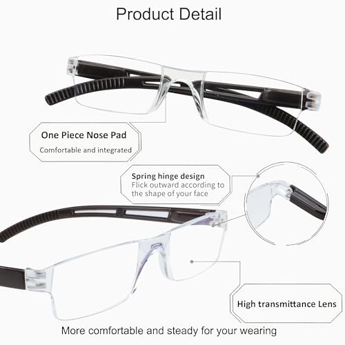 Image of YEIN 2 Pairs Blue Ligth Blocking Reading Glasses for Men and Women Fashion Square Frame Readers(Brown,+4.50)
