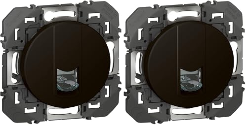 Prise blindée RJ45 Cat.6 Legrand Dooxie noir mat lot de 2 pour réseau domestique