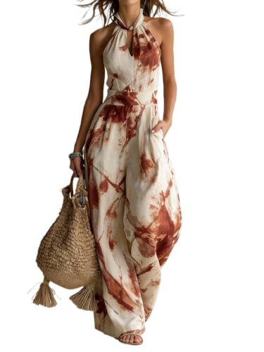Combinaison femme col halter imprimé floral, l'esprit de liberté pour vos vacances