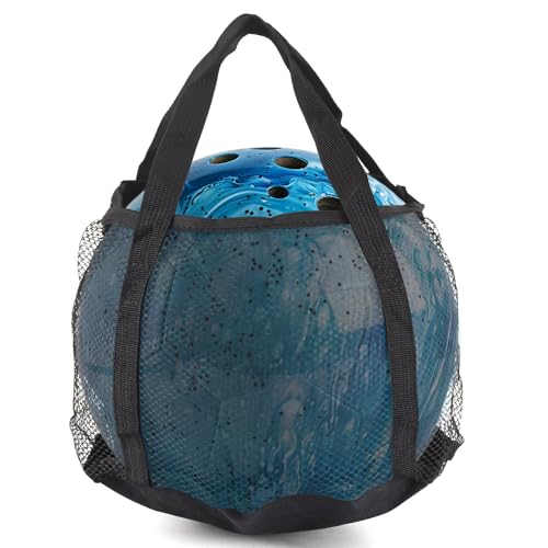 Tissting Bowling Mesh Bag, Oxford Single Bowling Bag with Reinforced Handle, Washable Bowling Ball Cleaner Holder Bag Ball Carrier Bag