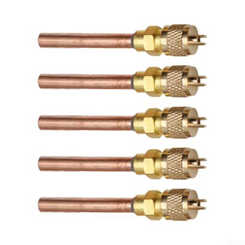 Lot de 5 tiges de valve CVC pour l'entretien de la réfrigération et de la climatisation avec buse en cuivre pour la détection des fuites