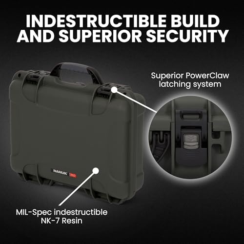 Image of NANUK 910 Empty Waterproof Hard Case - 14.3 inch x 11.1 inch x 4.7 inch, Protective Case for Gear - Impact-Resistant, Dustproof, Airline Carry-On Approved - Made in Canada, Olive