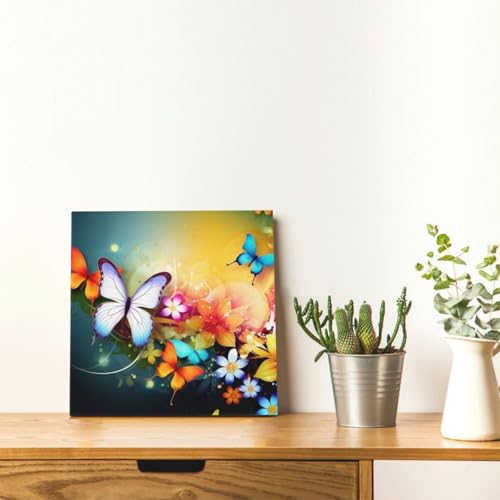 Impression toile papillon multicolore 30.5 cm tableau moderne