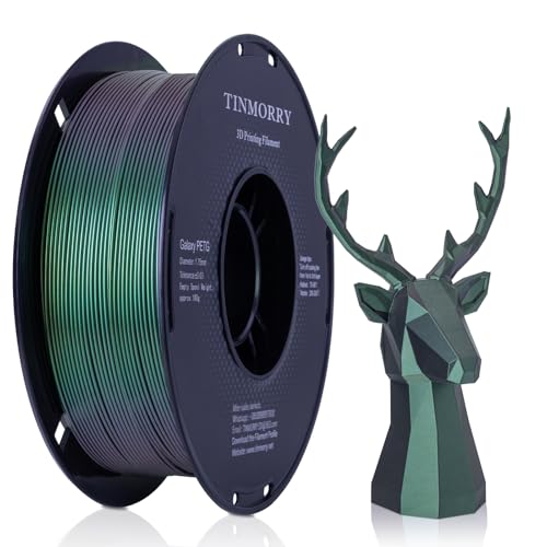 TINMORRY Rapid PETG Filament 1.75 mm, Galaxy PETG 3D Printer Filament, PETG with a Rapid Flow Rate, Compatible with Bambu FDM 3D Printer, 1 kg 1 Spool, Galaxy Gemstone Green