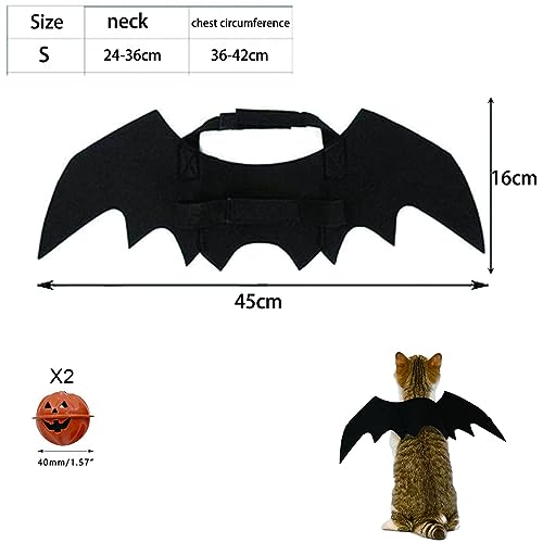 Halloween Haustier Kostüm,Haustier Fledermaus Kostüm,Halloween Hund kostüm, Katze Hund Fledermausflügel mit 2Pcs Pumpkin Bell,für Haustiere, Hunde und Katzen,Halloween Partys