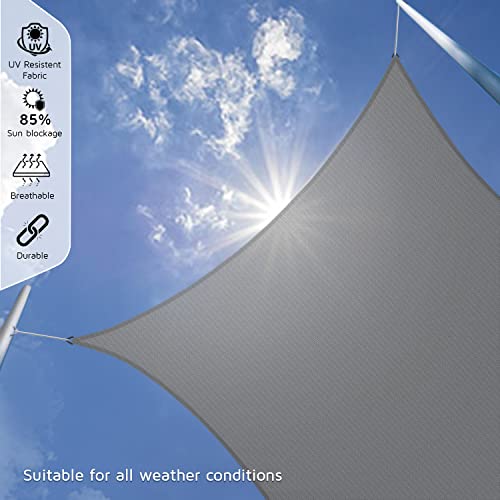 Image of HIPPO Shade Sail 12 Feet X 16 Feet Sun Shade 85% UV Block for Canopy Cover, Outdoor Patio, Garden, Pergola, Balcony Tent (Grey)