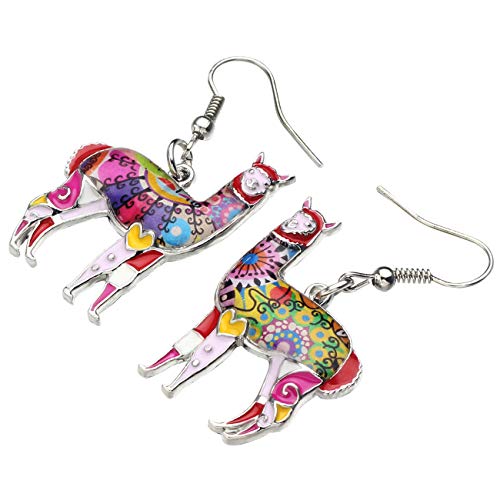 Newei Enamel Alloy South America Alpaca Earrings Drop Dangle Fashion Unique Animal Jewelry For Women Girls Gift Charms #TOP2