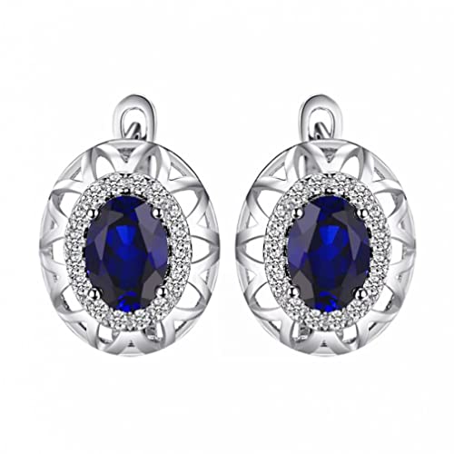 Boucles d'oreilles créoles saphir bleu en argent massif, élégance intemporelle pour femme