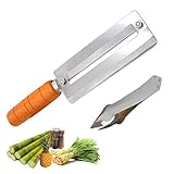 o∩ω∩oYm Sugar Cane Peeler Knife Sugarcane Peeling Kinves Pineapple Peeling Knife Artifact Planing Knife-Stainless Steel-Natural Non-slip Wooden Handle