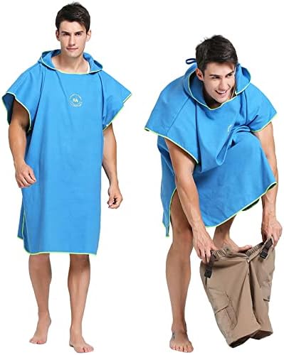 Changing Robe Towel Poncho with Hood for Surfing Swimming Wetsuit Changing,Compact & Light Weight,One Size Fit All