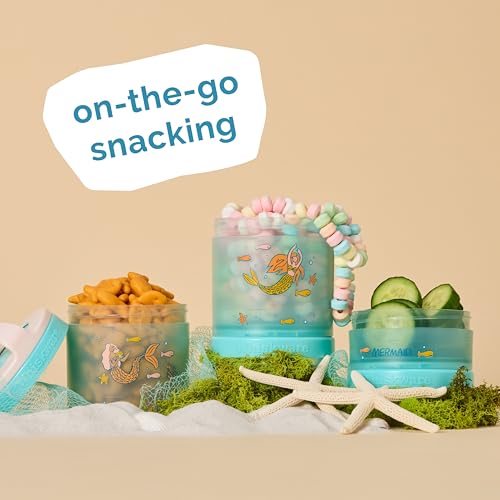 Image of Whiskware Stackable Snack Containers for Kids and Toddlers, 3 Stackable Snack Cups for School or Travel, Mermaid (Pack of 1)