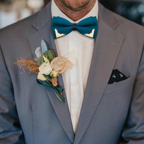 Image of Bow Ties for Men Women Metal Gold Bowtie, Pre Tied Mens Bow Tie Tuxedo Bowties Men for Prom Wedding Party