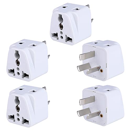 Image of MX Universal Travel Adapter (Type I) India to Australia China New Zealand & More 2 in 1 Conversion Plug for Home and Official use - White Pack of 5