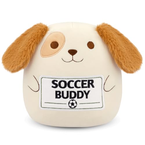 Zuicxlsy Dog Stuffed Animal,8.5 Inch Dog Plush Pillow with Soccer Buddy Word,Cute Puppy Stuffed Animal Soft Hugable Animals Plush Pillow Toy Gifts for Kids,Boys,Girls,Soccer Game Day Gift