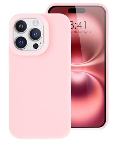 Soft Liquid Silicone Jelly Gel Rubber Phone Case, Anti-Scratch Microfiber Lining, Drop Protection Protective Bumper Cover for iPhone 15 Pro Max Case Pink