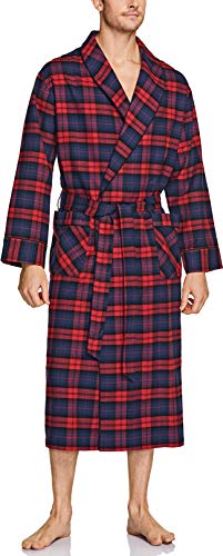 CQR Men's 100% Cotton Flannel Robe, Lightweight Soft Plaid Lounge & Night Sleepwear Robes