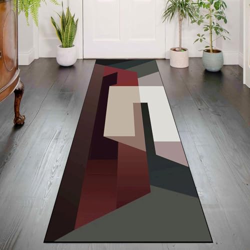 Alfombra microfibra suave de pasillo con diseño abstracto abstracto y lavable 2