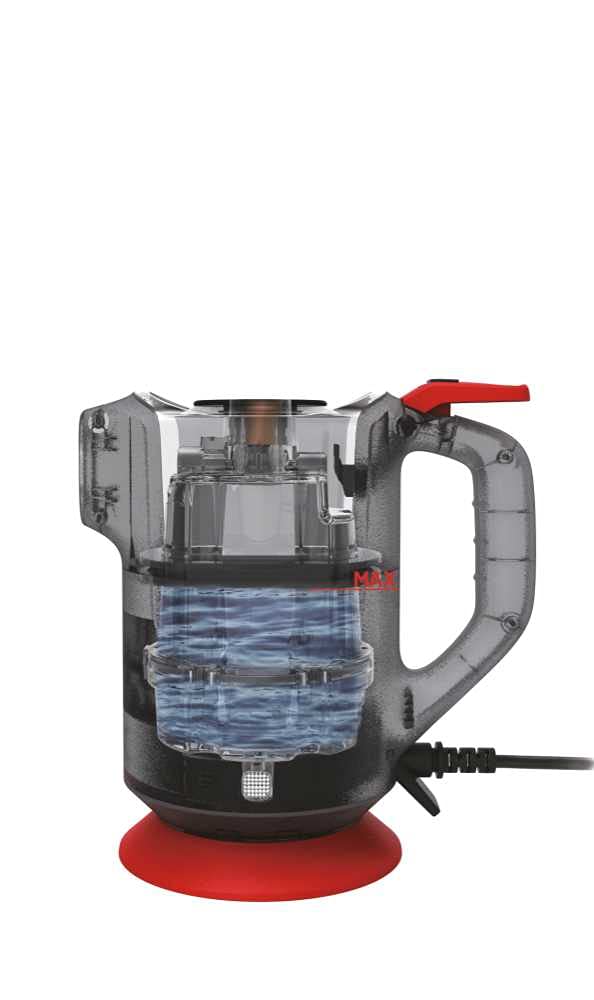 Hoover SGE1000 - Limpiador vapor, Vapor seco para tejidos, Vapor húmedo para superficies duras, Múltiples accesorios, 1000W, 4 Bares, Depósito 0,37 litros, 20min, Cable 5m, Rojo, Titanio y Rojo