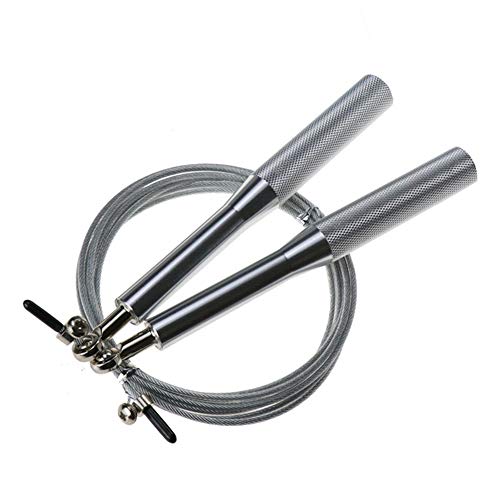 I Kua Fly Cuerda para Saltar para Hacer Ejercicio, Combas de Fitness Alta Velocidad y Ajustable Ideal para Boxeo, MMA, Crossfit y Ejercicio de Gimnasio (Plata)