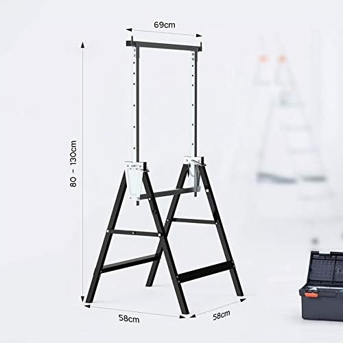 Set de 2 caballetes de Trabajo telescópicos Plegables de 300 kg, Ideales como arrastrador de pontones, Banco de Trabajo y Soporte de Corte de Vigas.