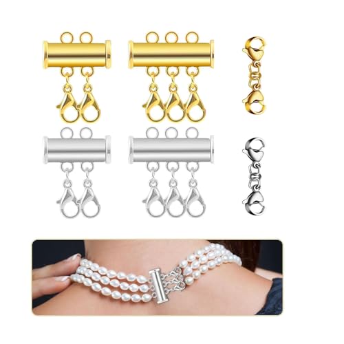 6 Fermoirs à Anneau à Ressort pour Colliers Superposés - Connecteur Multi-Brins en Acier Inoxydable - Idéal Bracelets/Chaînes
