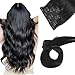 LieblichWelle Human Hair Extensions Clip in Hair Extensions Real Human Hair Jet Black 12 inch, 7pcs, 70g/Pack, Salon-Grade Quality, Easy Comfort Wear for Women (Jet Black, 12 inch)