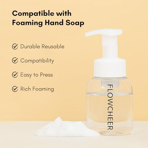 Image of flowcheer Foaming Hand Soap Starter Kit, Fresh & Clean | 2 Refillable Foam Dispensers (12 oz), 2 Foaming Soap Refill Tablets, Plastic Bottle, For Kitchen & Bathroom