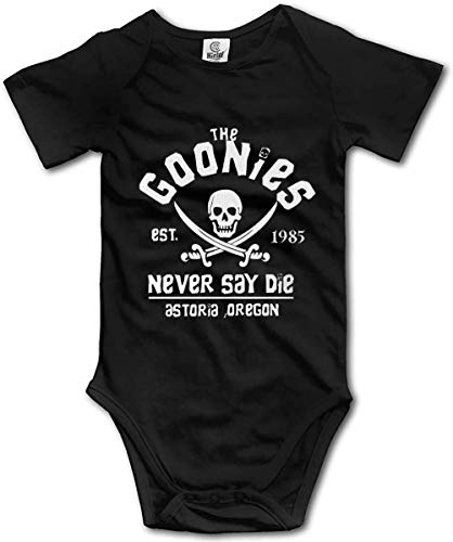 Image of LyCheer Baby Onesie Goonies Never Say Die Newborn Jumpsuit Short Sleeve Unisex Bodysuit Black