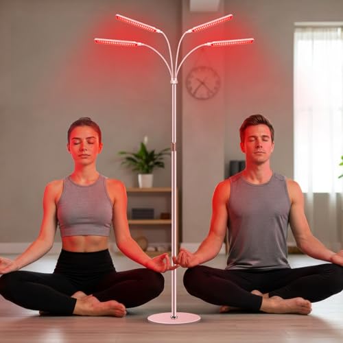 Wolezek Red Light Therapy Lamp for Body Face, 160 3-in-1 LED Beads Red Infrared Light Therapy Device with Timer, 5-Level Brightness, 660nm & 850nm Dual Wavelength for Skin Muscle, Home Use, 4-Head