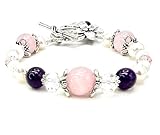 Juna Gems by Artsy Chicas Luna Love Fertility Bracelet for Hope & New Beginnings – Handmade Gemstone Jewelry for Love, Balance & Positive Energy (Rose Quartz, Moonstone, Amethyst)