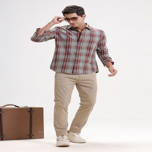 Image of BASICS Premium Cotton Stretch Formal Trousers for Men | Office Pants
