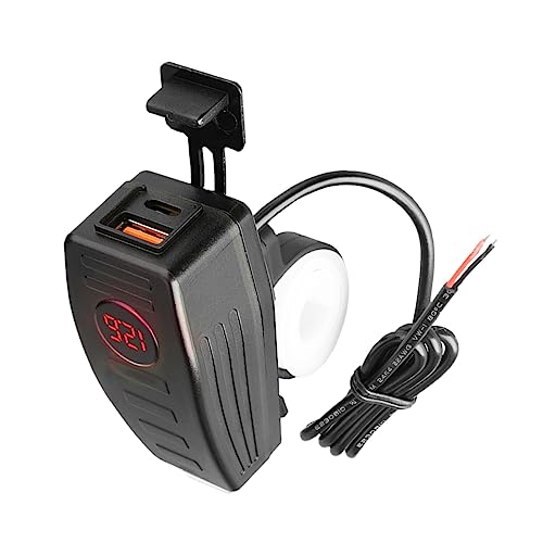 Beatifufu Motorcycle Phone Charger 12v/24v Dual Port USB 5v 3.6a/9v 2a Output Handlebar Mount Intelligent Digital Display