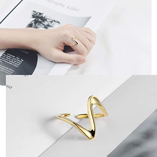 YBMYCM 3-10Pcs Dome Rings Set Chunky Gold Ring for Women Men 14k Gold Plated Thick Adjustable Statement Ring Gold/Silver2