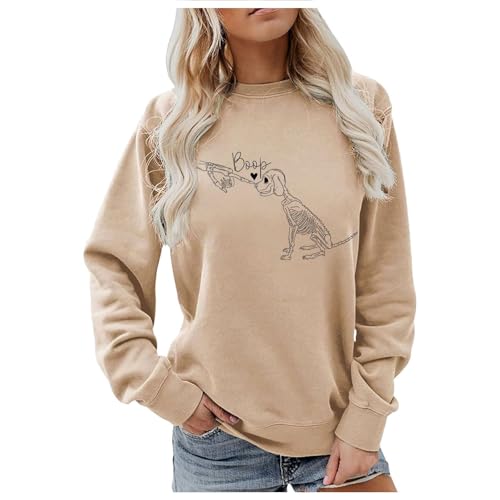 Sweat-shirt femme manches longues col rond vêtement Halloween ample beige XL