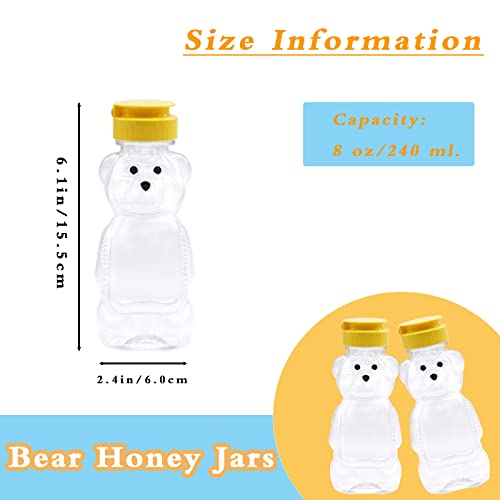 10 Pack 8 Fluid Oz Plastic Honey Bear Bottle,Honey Squeeze Empty Bottle,Squeeze Honey Container with Yellow Flap Caps for Storing and Dispensing