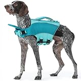 Kuoser Dog Life Jacket, Front Float Dog Life Vest for Swimming Boating, Reflective Pet Swim Suit with Rescue Handle & D-Ring & Chin Float for Small Medium Large Dogs, Green 2XL