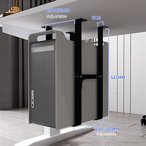 Soporte para CPU ajustable de acero para montaje bajo escritorio, ancho ajustable de 5.4" a 9.8", altura menor a 19.6" (negro) miniatura 2