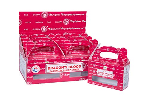 Satya Sai Baba Dragons Blood Backflow Natural Incienso 144 conos en paquete de 6 cajas | mejor para oración, meditación y relajación Cover