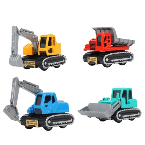 Gogogmee 4 Piezas Coches de Ingeniería de Aleación con Tracción Trasera Juguetes de Excavadora Simulada para Resistentes y Coloridos para Aprendizaje Educativo