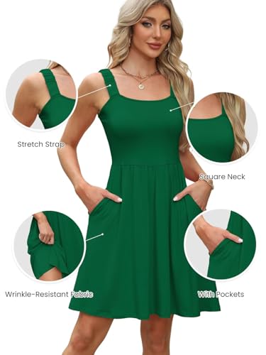 Image of QACOHU Summer Dresses for Women 2026 Sleeveless Square Neck Sundress with Pockets Casual Tank Beach Floral Boho Maxi Dress