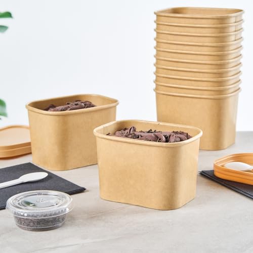 Image of Coppetta 12 Ounce Dessert Cups, 200 Greaseproof Ice Cream Cups - Lids Sold Separately, For Hot And Cold Foods, Kraft Paper Yogurt Bowls, Disposable, For Sundaes, Mousse Or Puddings - Restaurantware