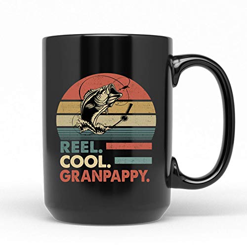JollyTees Personalized Mug- Reel Cool Granpappy Mug Fathers Day Fish Coffee Tea Cup Fisherman Dad Cool Grandpa or Dad Christmas Birthday Gift