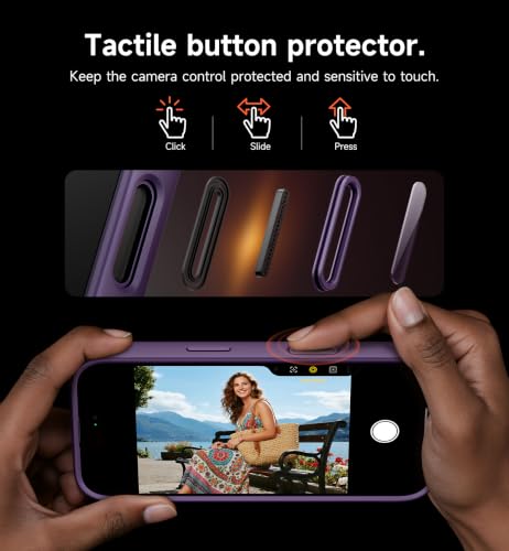Image of SURITCH for iPhone 17 Pro Max Case with Camera Control Cover, Camera Cover and Adjustable Kickstand, Compatible with MagSafe, Shockproof Bumper Protective Cases 6.9 Inch, Dark Purple
