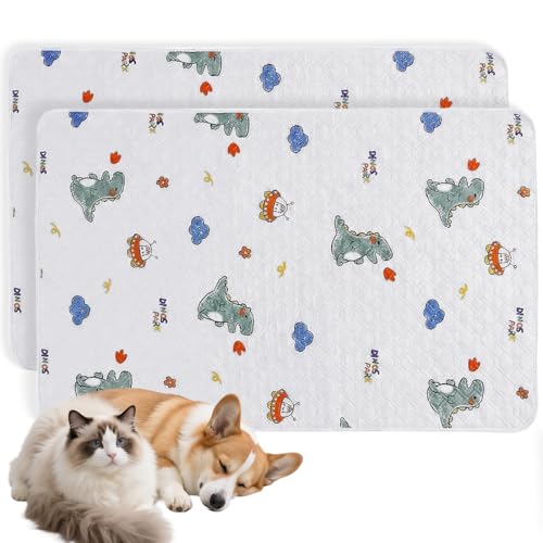 KIRZAX 2 Traversine Cani Lavabili, 50x70cm Tappetino Cane Pipi, Assorbente Antiscivolo Impermeabile, per Addestramento/Pavimento/Auto/Letto, Materiale Morbido 4-Strati impermeabile