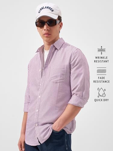 Image of Highlander Men's Slim Fit Striped Shirt | Full Sleeves | Everyday Wear Stylish Shirt for Men