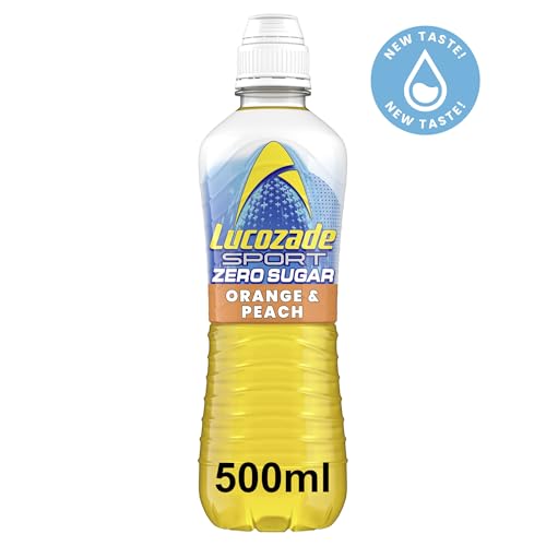 Lucozade Sport Zero Sugar - Orange & Peach 4x500ml | Sugar Free Sports Drink, with Vitamin B3 and electrolyte | Zero Sugar | Only 4 calories per serving | Still | Made with Natural Flavours