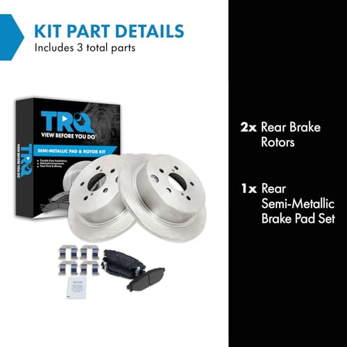 Image of TRQ Rear Brake Pad and Rotor Set Semi Metallic | For 2014-2018 Subaru Forester 2016-2021 Crosstrek 2012-2020 Impreza 2013-2015 XV Crosstrek