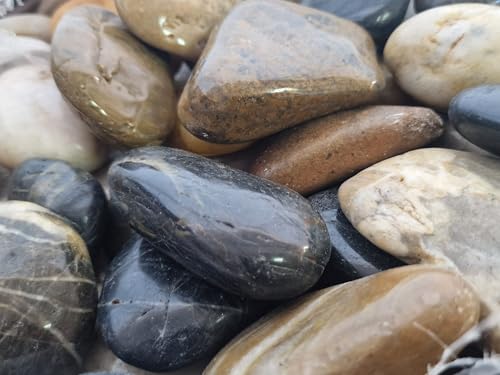 Guijarros naturales decorativos, 3-5 cm piedras mezcladas de alto pulidao, naturales para acuarios, macetas, paisajismo, bricolaje, decoración del hogar y jardín. (Color variado alto pulido, 5 Kg) - imagen 2
