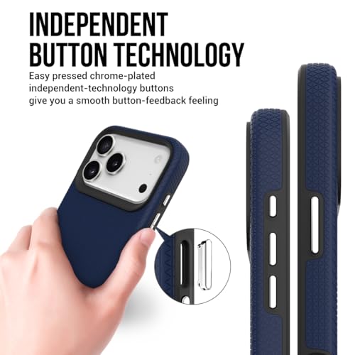 Image of NOXO Ultra-Hybrid Triangle Back Case Cover for iPhone 17 Pro, | Shockproof Design | Camera Protection | Soft TPU & Rugged PC | Bumper Case Cover for iPhone 17 Pro, (Prussian Blue)