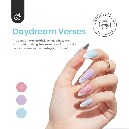 Image of beetles Blue Gel Polish Set - Daydream Verses Collection, Baby Blue Purple Pastel Morandi Colors Gel Nail Polish Set 6 Colors Soak Off UV LED Needed DIY Manicure Kit Gifts for Women Girls